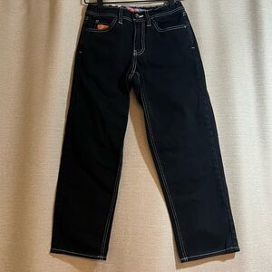 Empyre Kids Loose Fit Black Jeans Adjustable Waist Streetwear - Size 25